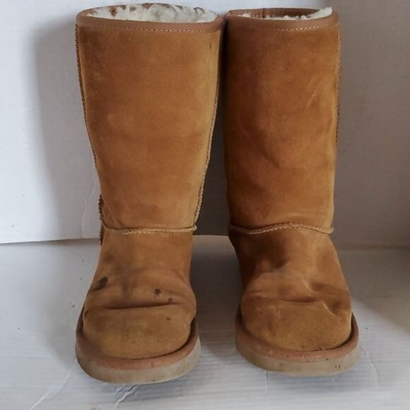 Koolaburra UGG Tall Winter Boots Chestnut Brown Leather Suede Women's WOMAN'S 6 - Picture 4 of 16